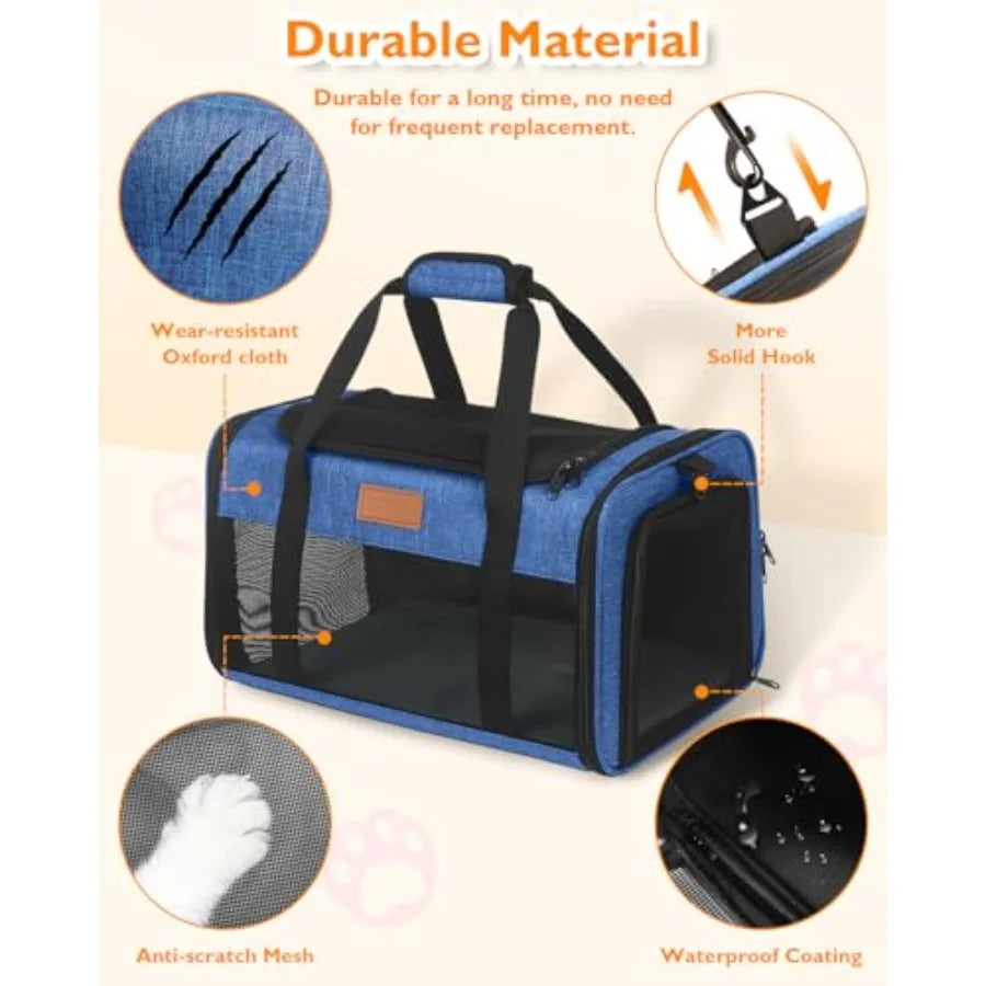 Airline Approved Pet Carrier 17x11x9.5 in Underseat Soft Sided Cat Dog Carrier for Small Pets Up to 12 lbs with Breathable Anti