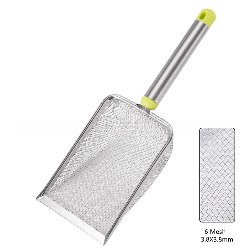 1 Pcs Stainless Steel Fine Mesh Cat Litter Scoop Easy To Clean Non-Stick Shovel For Reptiles Sand Efficient Durable Litter Scoop