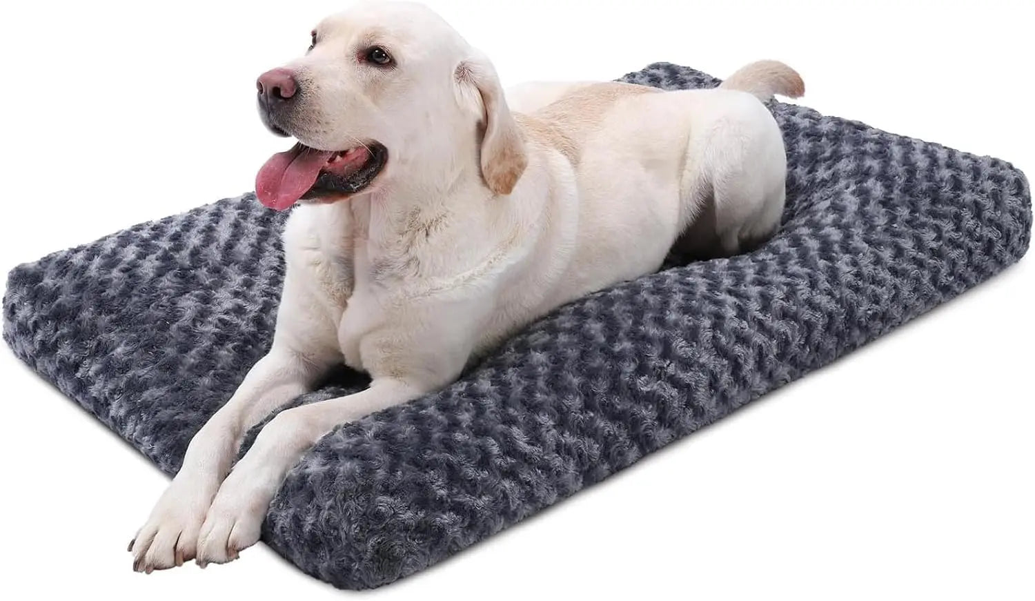 Washable Plush Dog Crate Bed with Anti-Slip Bottom, Soft Kennel Pad for All Sizes, Dark Grey, 41x27 Inches