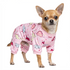 Soft Cotton Dog Pajamas Dinosaur Pattern Pet Jumpsuit with D-Ring Leash Hook Four-Legged Dog Clothes for Small Dogs