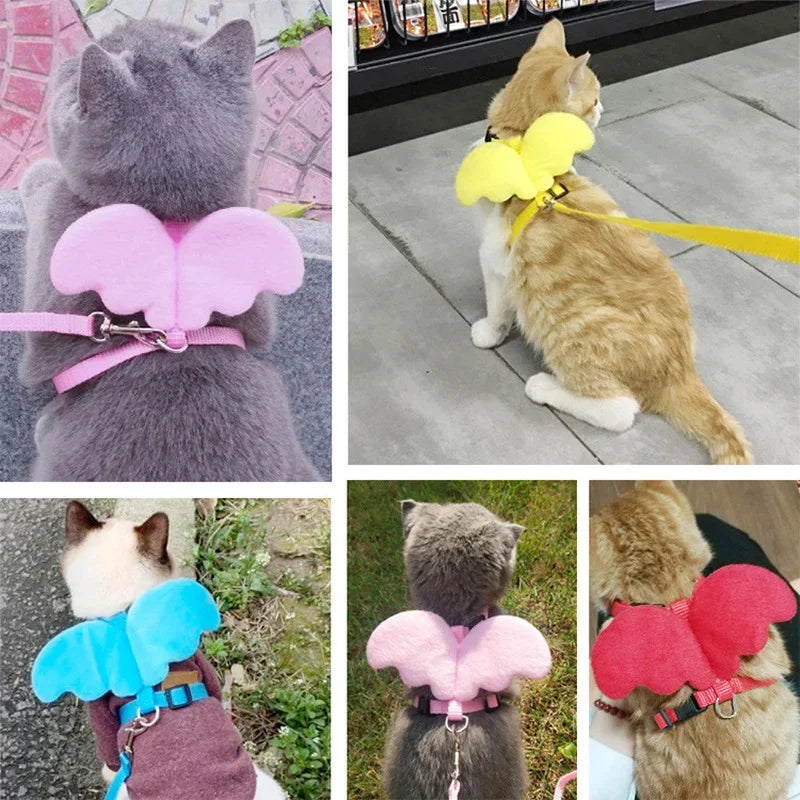 Angel Wing Pet Harness Cat Puppy Leash Set Soft Safe Adjustable Outdoor Walking Leads Rope For Small Dog Chihuahua Pug Supplies