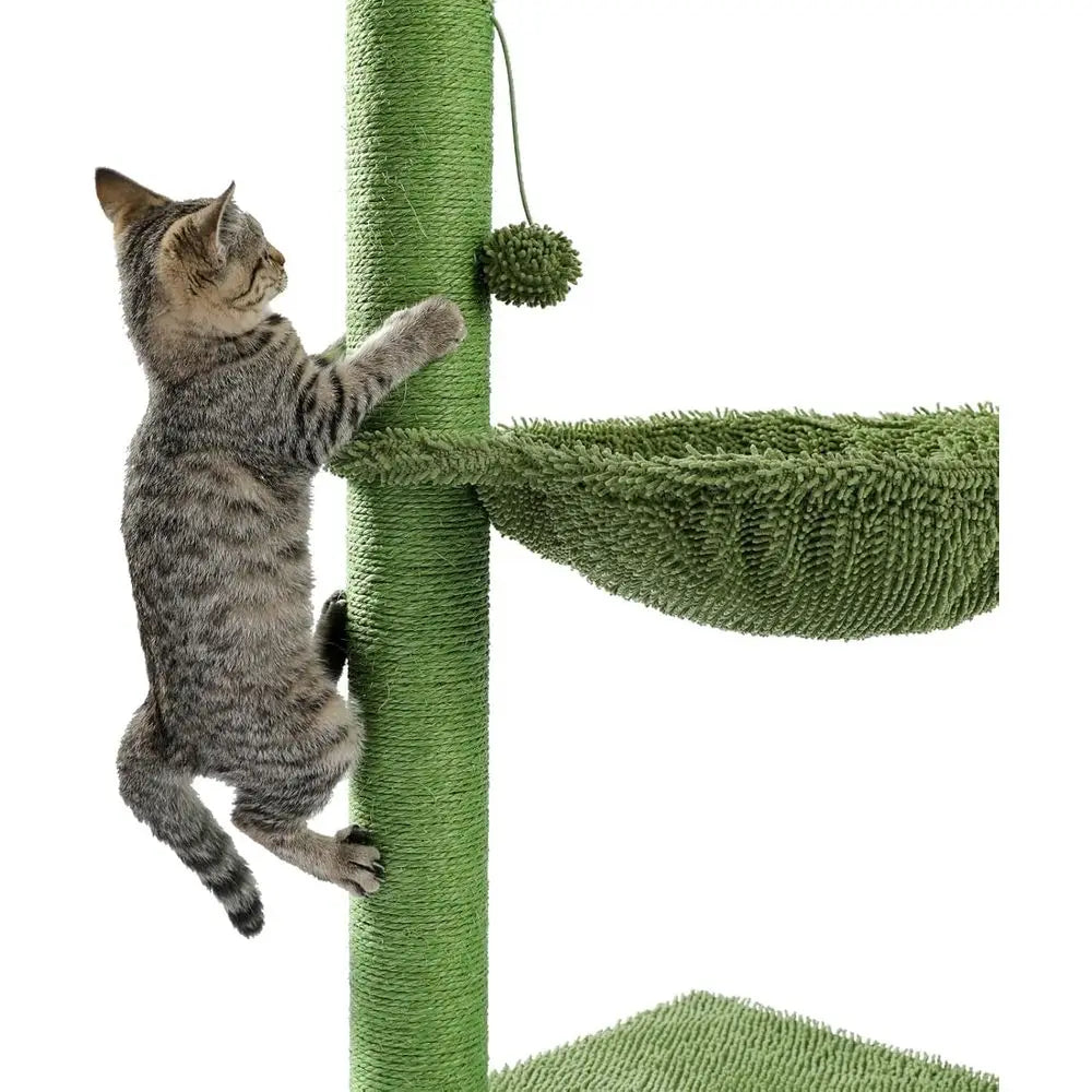 Indoor Cat Tower with Stable Flower-Themed Perches, Scratching Posts, and Toys for Kittens and Small Cats