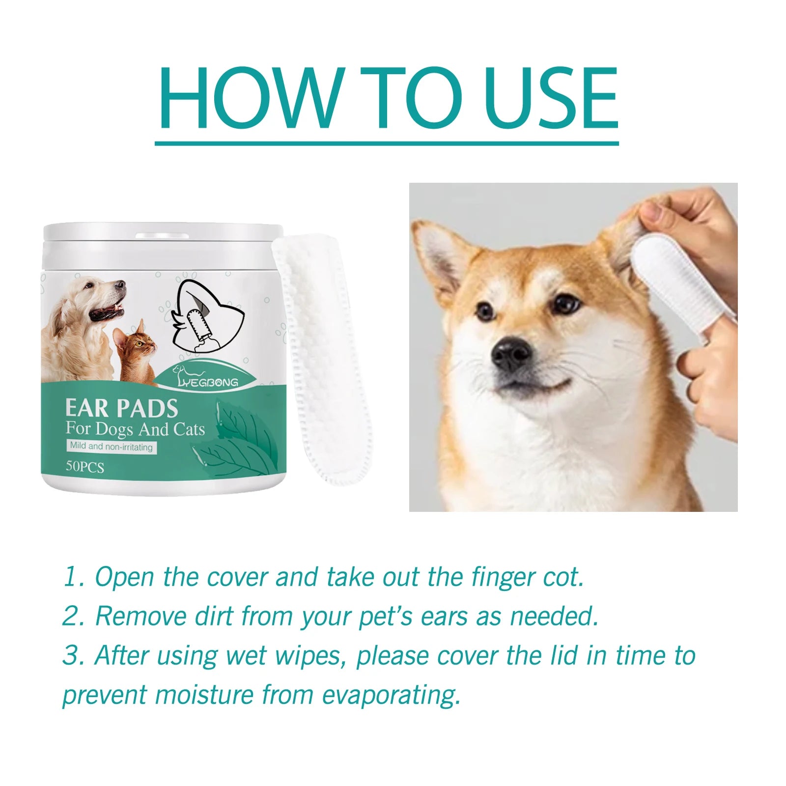Pet Cleaning Finger Wipes Cats Dogs Remover Eye Tear Ear Mite Stains Disposable Cleaner Wipe Non-irritating Pets Beauty Products