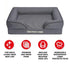 XXL Dog Bed with Egg Crate Foam Support Grey Ox Fabric Washable Bolster Removable Waterproof Liner Non-Slip Base Sofa-Style Pet