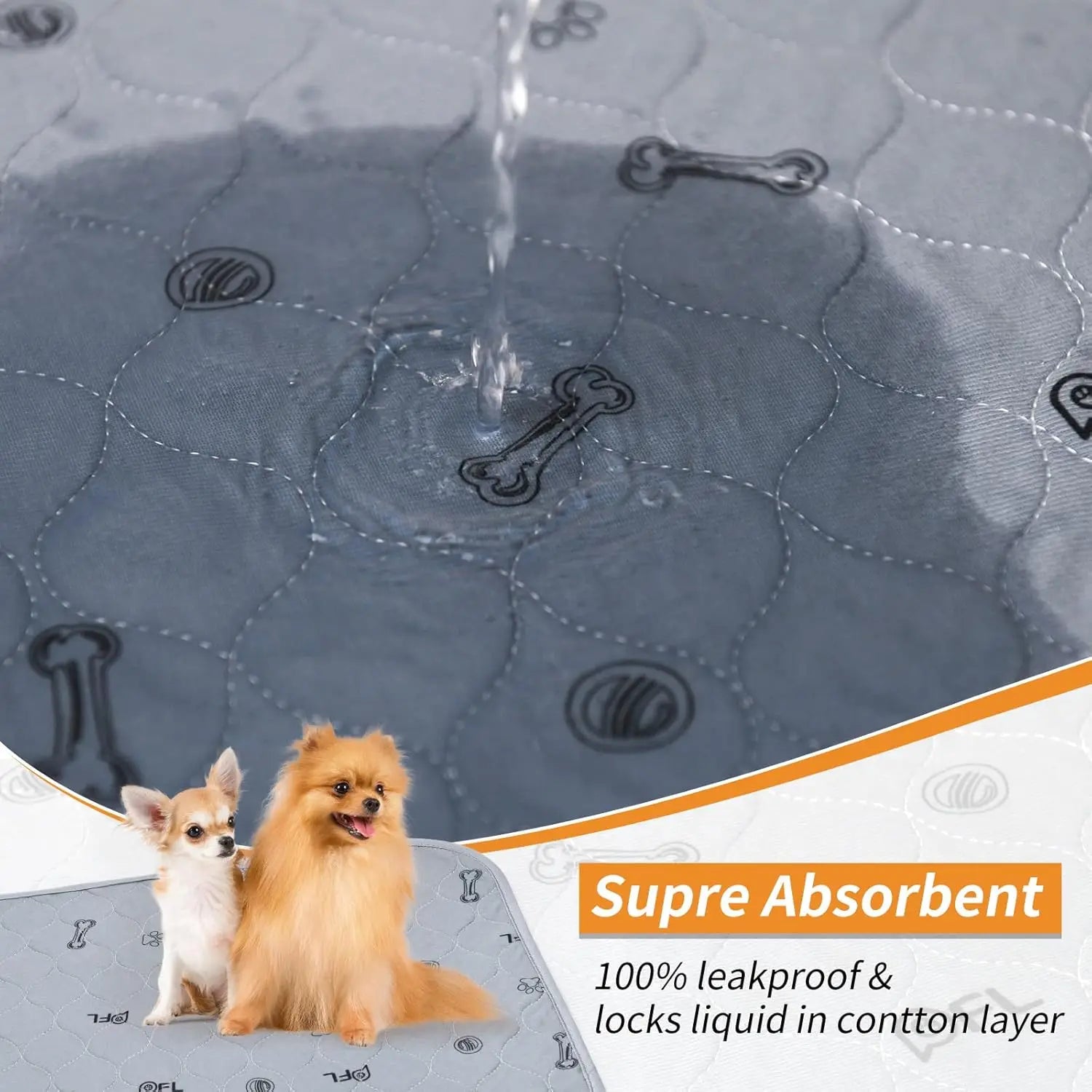 Washable Dog Pee Pads 4Pack Reusable Puppy Training 34x36 Absorbent Non-Slip Waterproof for Couch Crate Potty