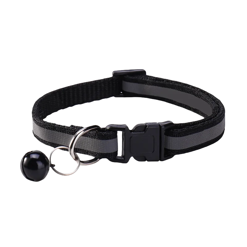 12 Pcs/set Pet Collar with Bell Reflective Cat Necklace Safety Buckle Breakaway Cat Collar Charms