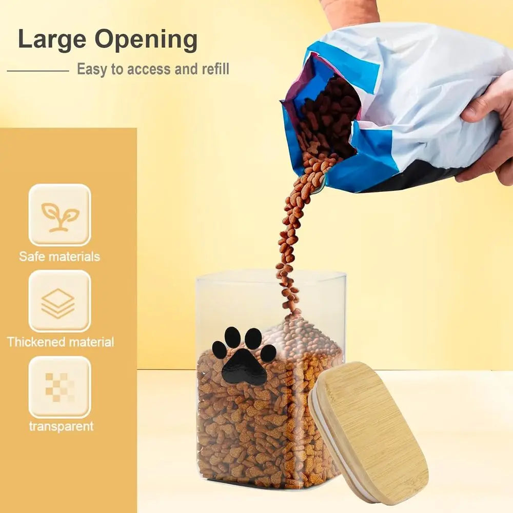 37oz Glass Dog Treat Jars Set of 3, Clear Dog Treat Container with Bamboo Lids, Airtight Cat Treat Jar, Small Pet Treat Canister