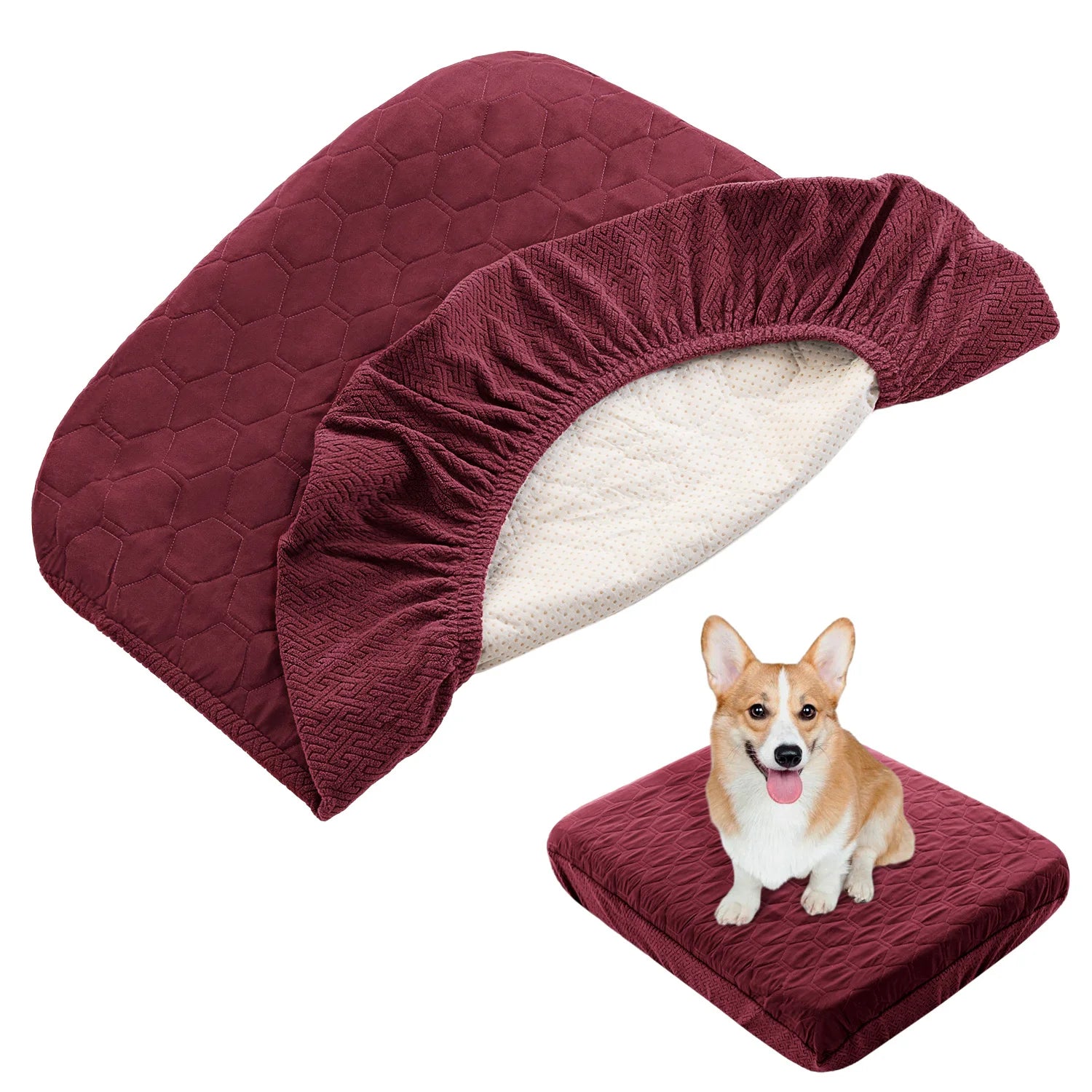 Waterproof Dog Bed Covers Replacement Washable Pet Hair Easy to Remove, Dog Pillow Cover Quilted, Bed Cover for Dog/Cat