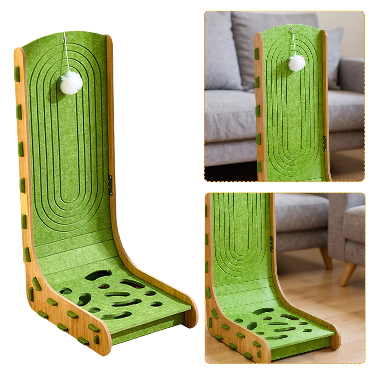 Cats Scratching Board with Ball L Shape Cat Scratcher for Couch Wall (Model 4)
