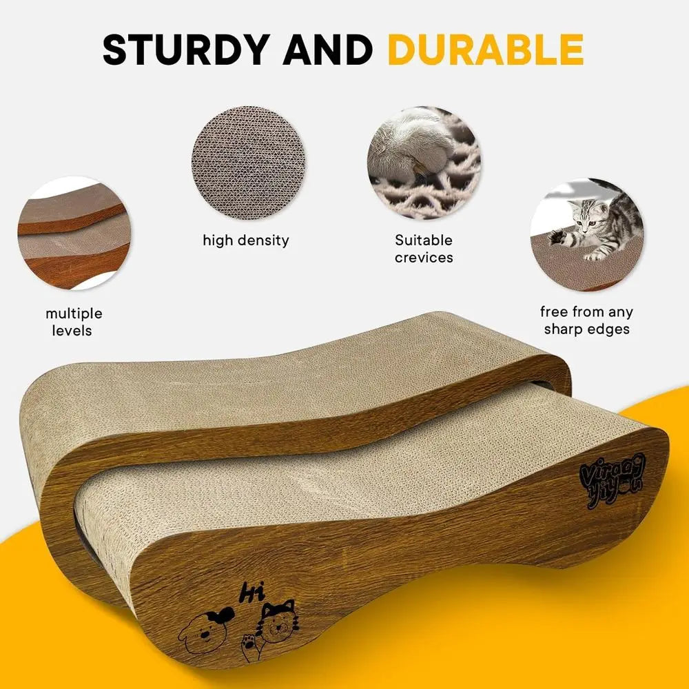 2 in 1 Cat Scratcher Bed, Cat Scratching Board, Cats Scratcher Set, Scratch-Resistant Cat Scratching Post Large (27.5L X 9H in.)