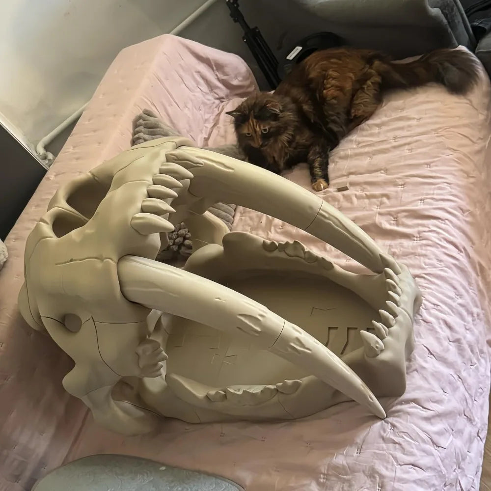 Durable Scratcher and Storage Drawer Cat Bed, Pet Cave for Small to Medium Cats and Kittens with Tooth-Shaped Design