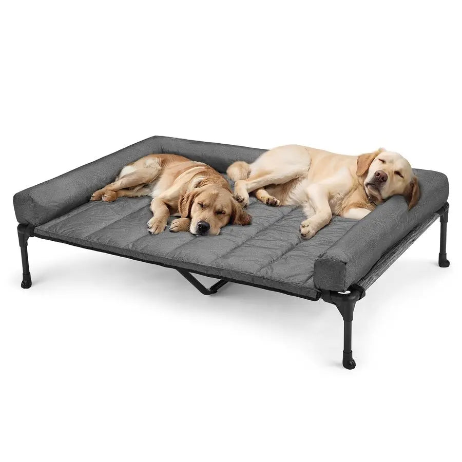 Cooling Elevated Dog Bed Add Removable Waterproof Bolster Cushion Mat, Raised Pet Cot with Breathable Teslin Mesh, NoSlip Feet,