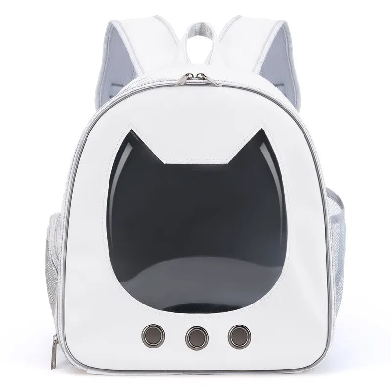 36×33×21cm ,PU Transparent Breathable Pet Shoulder Bag, Portable Outdoor Travel Backpack for Cats & Small Dogs