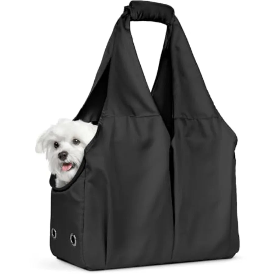 Portable Soft Sided Dog Purse Carrier for Small Dogs and Cats up to 15 lbs with 4 Large Pockets Foldable Puppy Bag Travel Tote