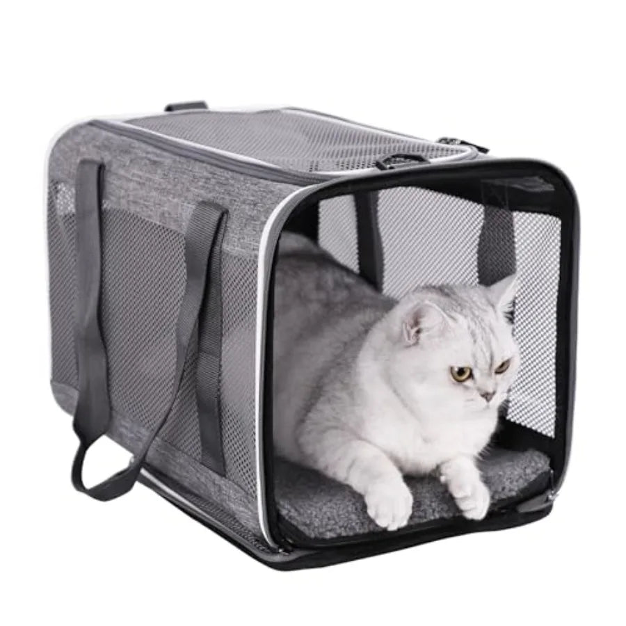 Soft Pet Carrier Bag for Cats and Puppy Under 20 lbs Sturdy Safe Comfortable Lightweight Breathable Fabric Adjustable Shoulder