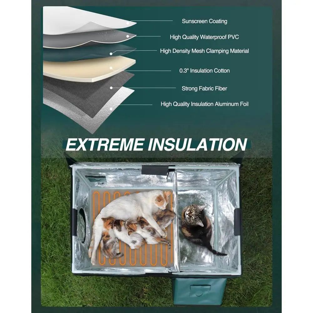 Durable Insulated Outdoor Cat House with Dual Cameras, Weatherproof and Elevated Shelter for Stray Cats