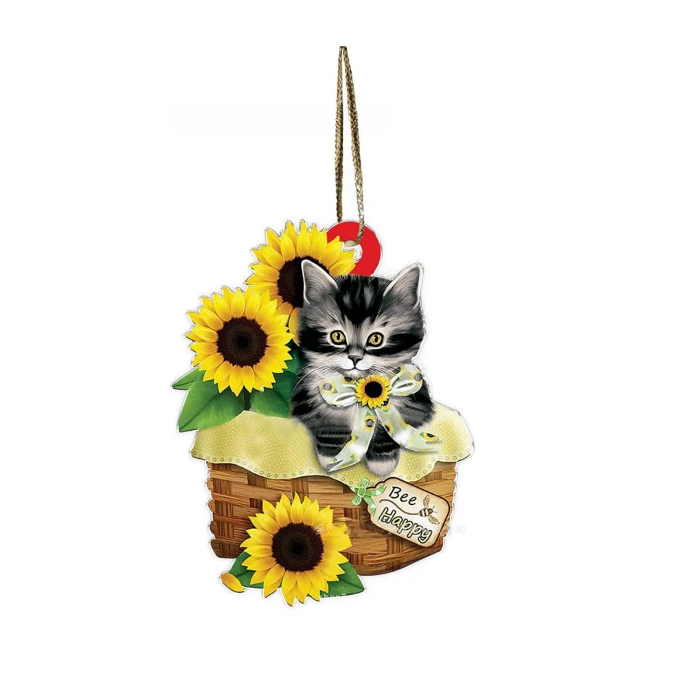 Christmas Cat Pendant Halloween Cartoon Animal Christmas Hat Acrylic Xmas Tree Ornaments 2024 New Year Natale Kerst Home Decor