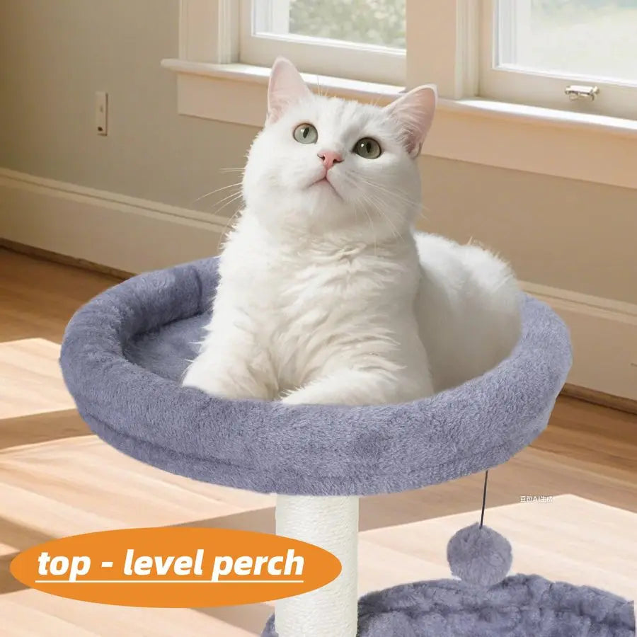 Cat Tree for Indoor Cats, Cat Tree Tower with Big Cat Hammock and SelfGrooming Brush, Cat Tower with Scratch Ladder, Indoor Clim
