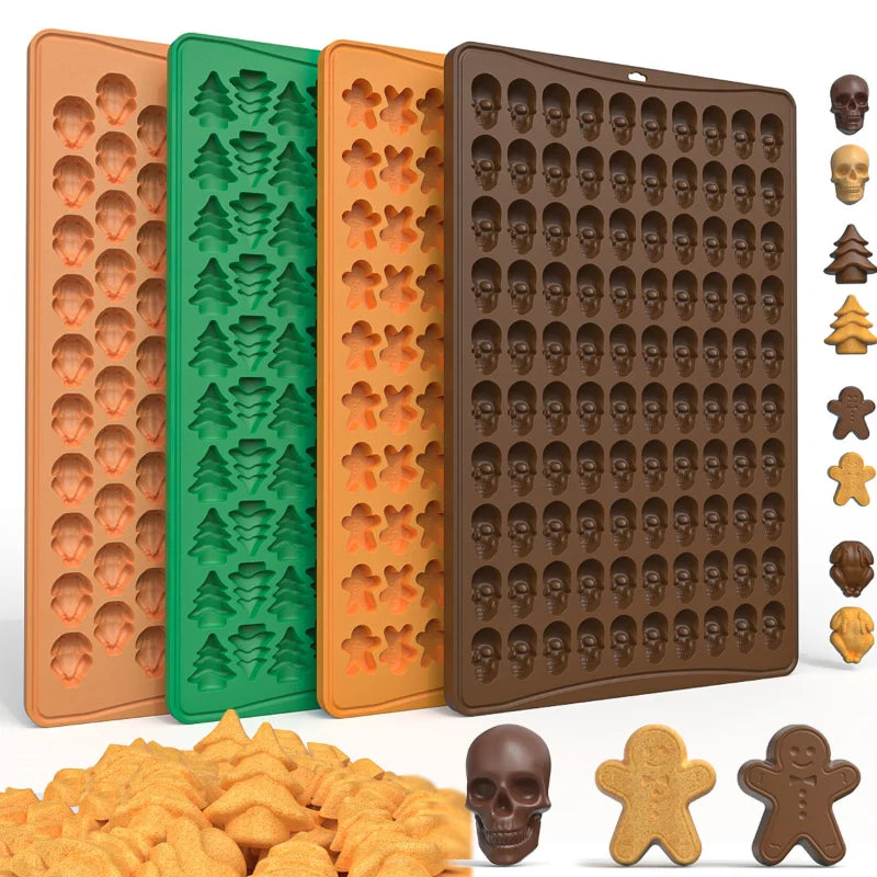 Festival Themed 100-Cavity Mini Silicone Mold for Homemade Cookies DIY Chocolate & Biscuit Mold Pet Dog Treat Snacks Baking Mold