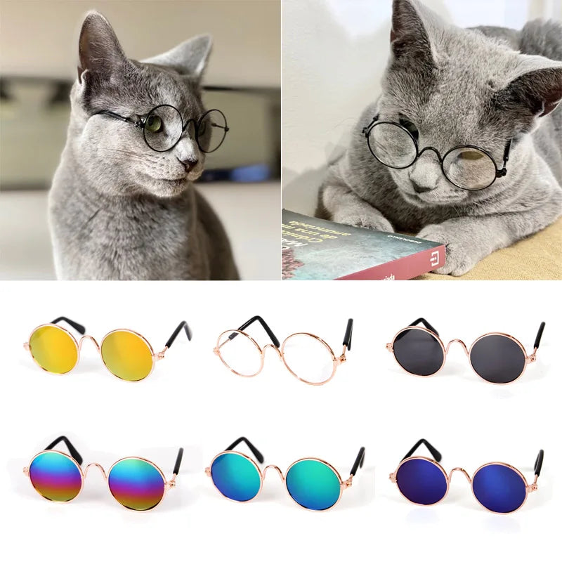 Vintage Round Pet Cat Sunglasses Pet Products for Small Dogs Dog Kitten Puppy Cat Accessories Reflection Eyewear Glasses