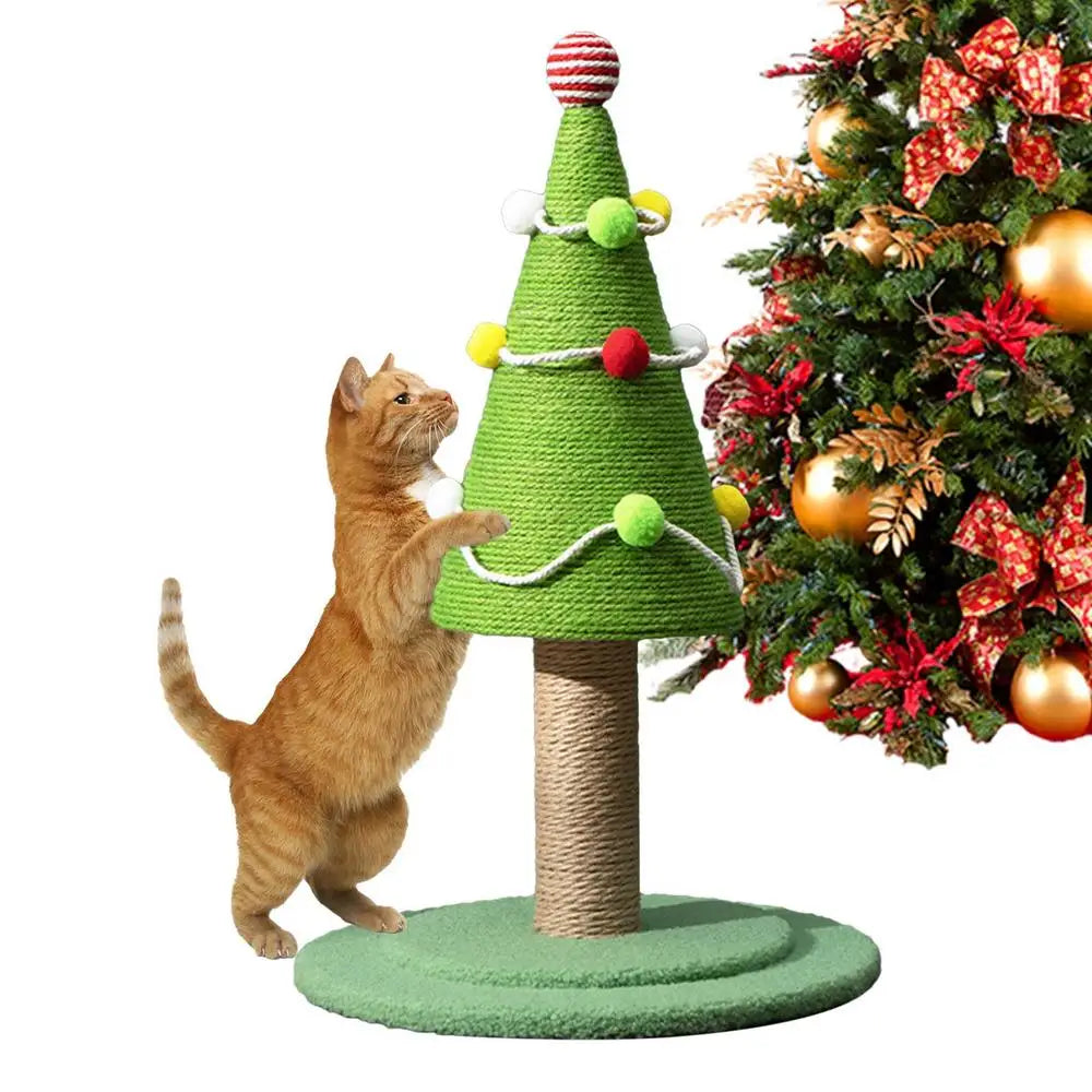 Christmas Tree Cat Scratcher Cartoon Cat Scratching Tree Aesthetic Tree Ornaments Natural Sisal Cat Scratching Board For Kittens