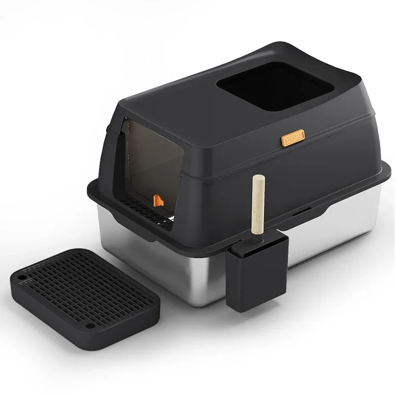 Modern Household Shovel Manual Easy Cleaning Large Space Portable Stainless Steel Cat Litter Box