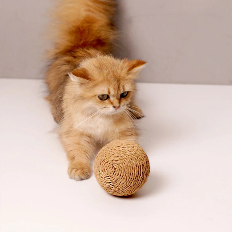 Interactive Sisal Cat Toy Cat Scratching Ball Cat Ball Sounding Toy For Kitten Teeth Cleaning Anti Bite Pet Supplies