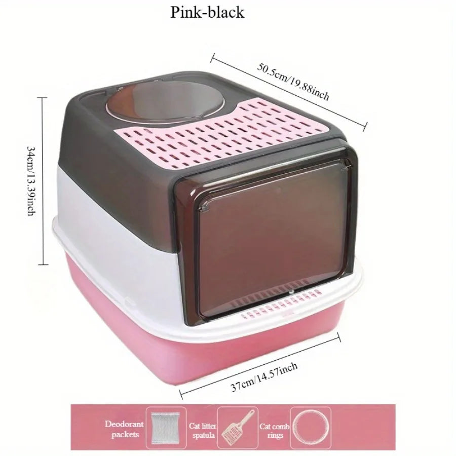 1pc Indoor Cat Litter Box Closed Pet Poop Box Sand and Splash Resistant Open Cat Toilet Cat Litter Box with Removable Top Lid