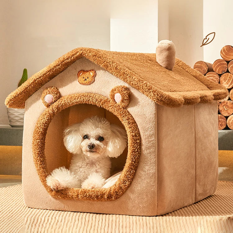 Cat villa semi-enclosed insulated house dog shelter winter warm removable and washable small dog pet mat