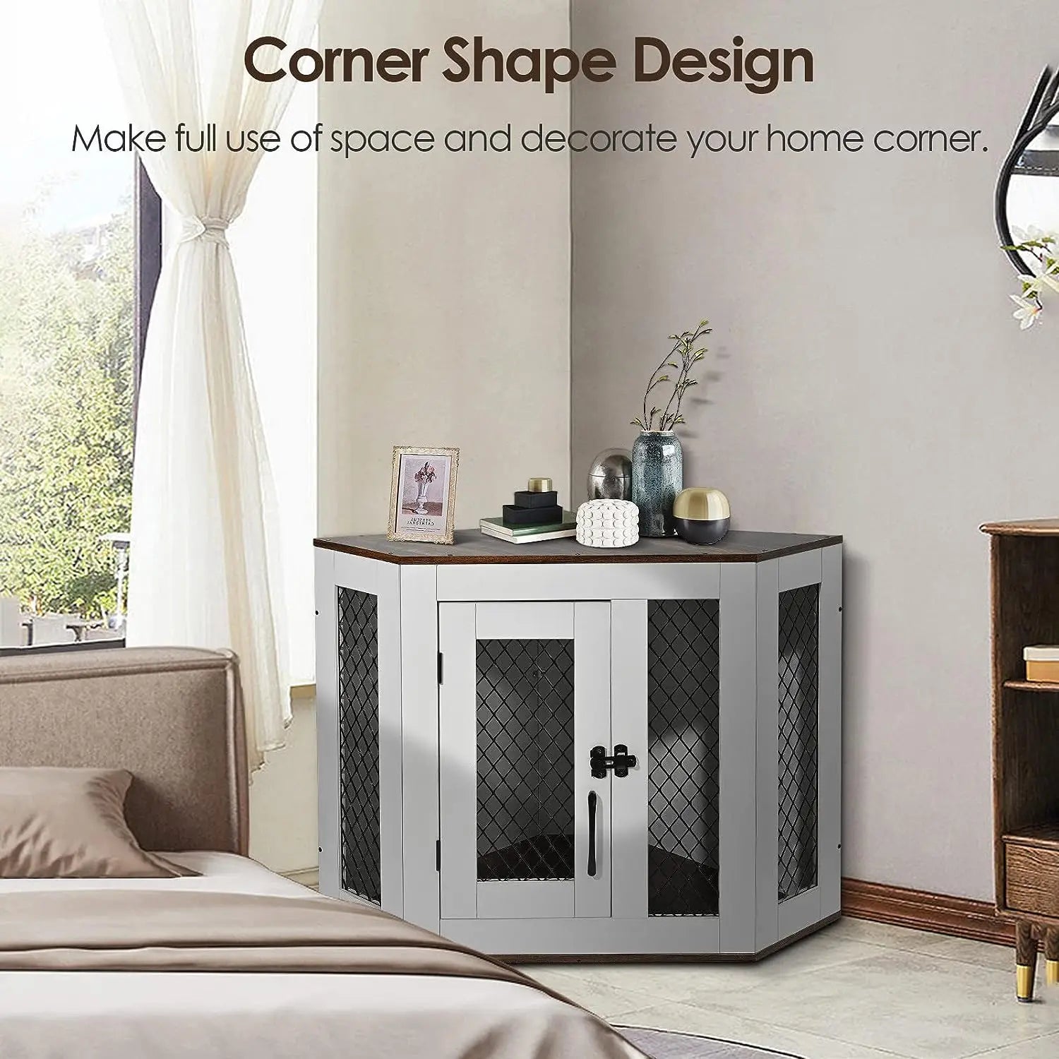 Dog Crate Furniture Wooden Dog Kennel End Table with Door Furniture Style Dog House