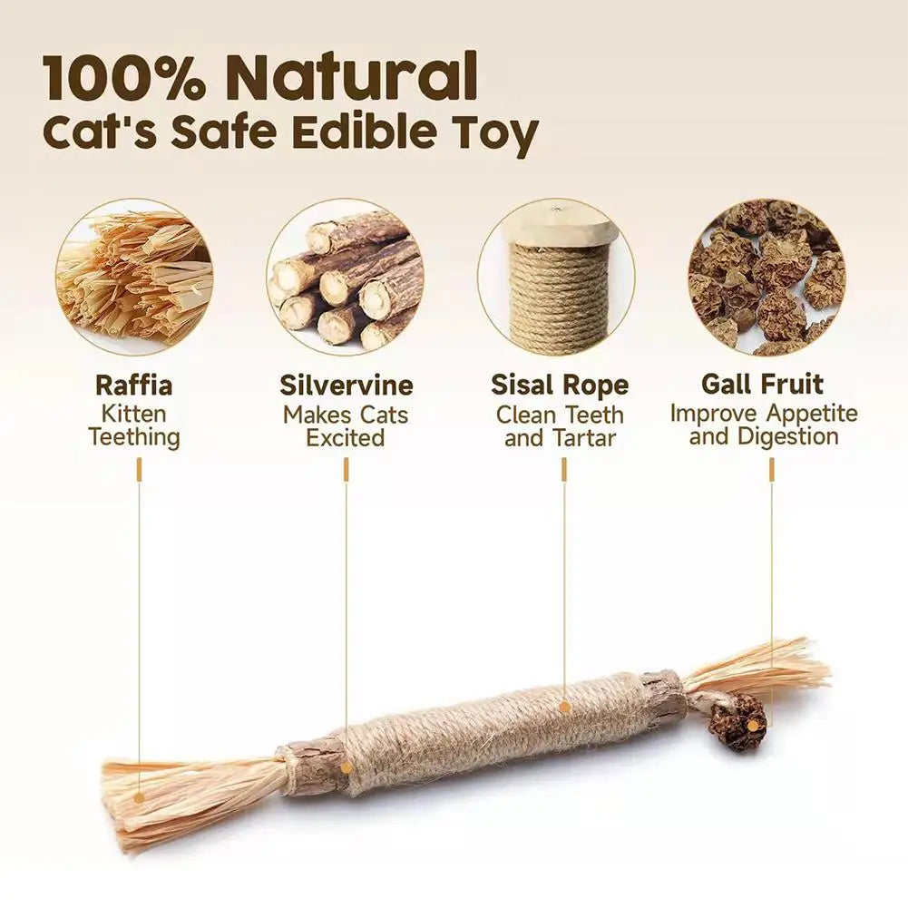 Catnip Cat Toys Natural Mutianli Pet Cat Teething Stick Cleans Tooth Removers Hair to Promote Digestion Silvervine Kitten Toy