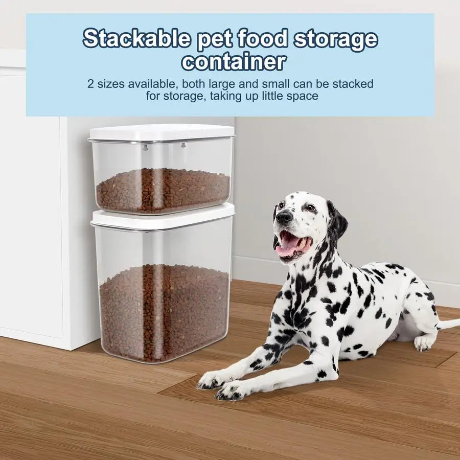 lbs Airtight Dog Cat Food Storage Container and Dog Treat Containers BPAFree, PET Clear Stackable Pet Storage Bin, 1Cup Scoop, 1