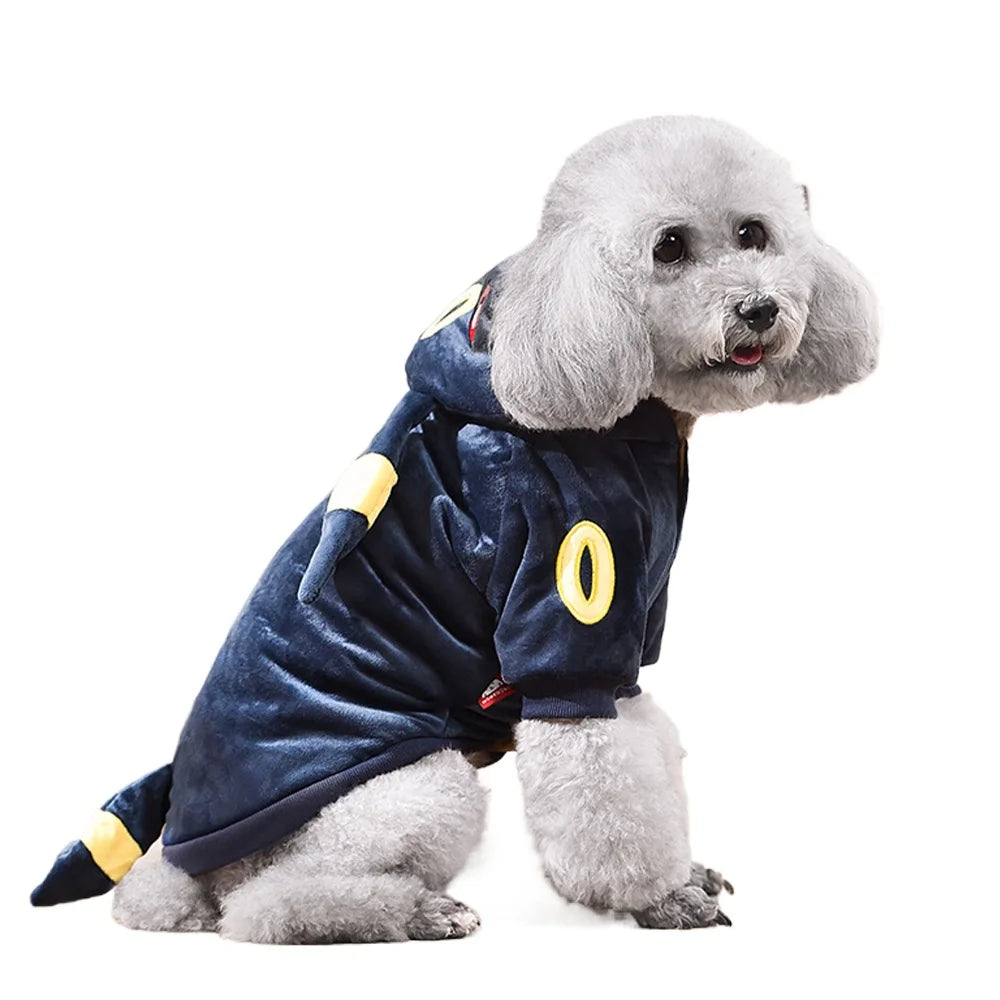 Anime Pokemon Dog Eevee Cosplay Costume Pet Clothing Kawaii Plush Insulation Coat Poodle Clothing Supplies Gifts