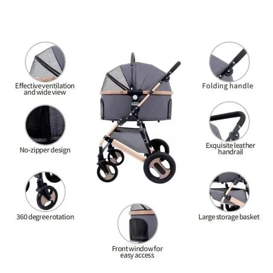 Wholesale Puppy Travel Folding Carrier Jogger Cat Dog Cage Pet Stroller