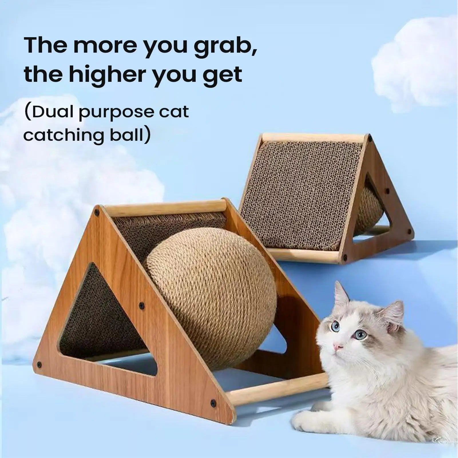 Cat Ball Scratcher Bunny Stress Relief Toy Non-Slip Cat Scratching Ball For Small Pets Entertainment Home Training Stress Relief