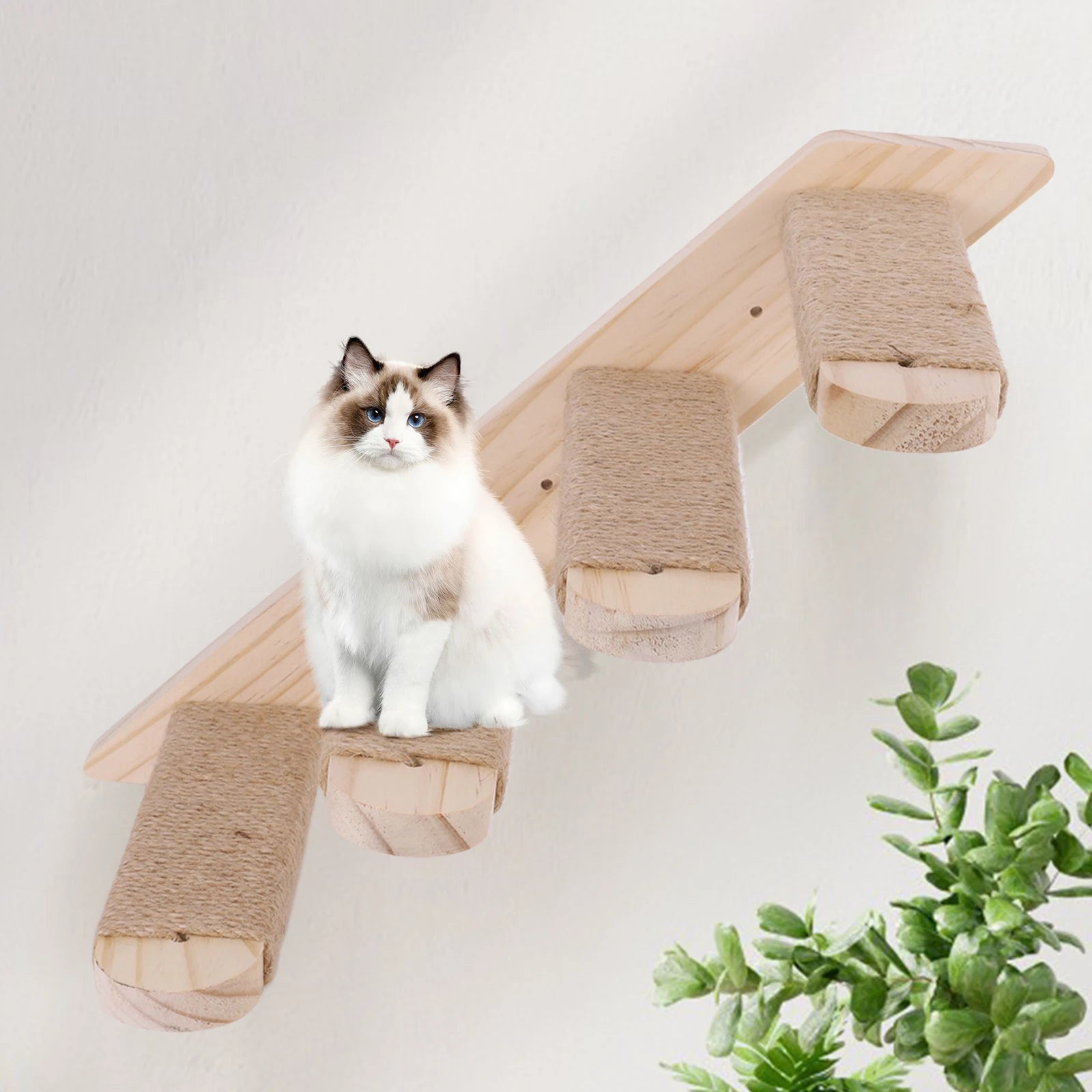 Cat Climbing Shelf Wall Mounted Cat Climbing Ladder Four Step Cat Climbing Frame Cat Tree Supplies