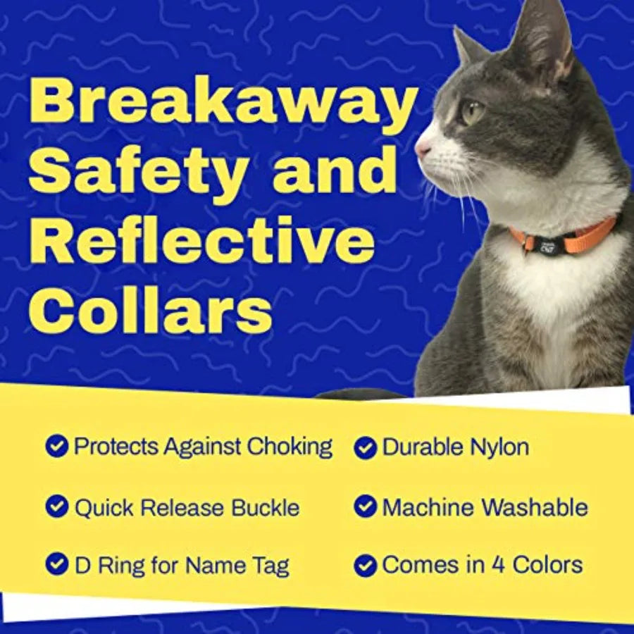 Travel Cat Adjustable Harness and Leash Set + Breakaway Collar for Cats - Secure Escape-Proof Outdoor Walking Kit Large Orange
