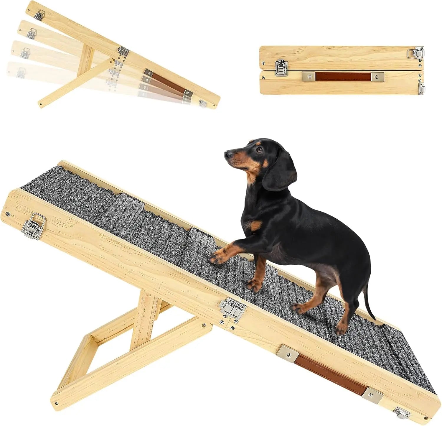 2026 Upgraded Foldable Dog Ramp for Couch, Adjustable Height 13'' to 21", Portable Pet Steps with Non-Slip Pad
