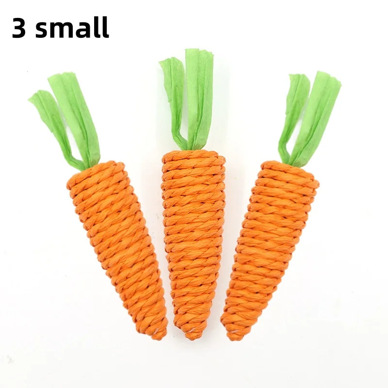 Cat Toy Carrot Sound Pet Products Bite Resistant Paper Rope Scratcher Clean Teeth Interactive Play Cat Carrot Chew Toy for Cat
