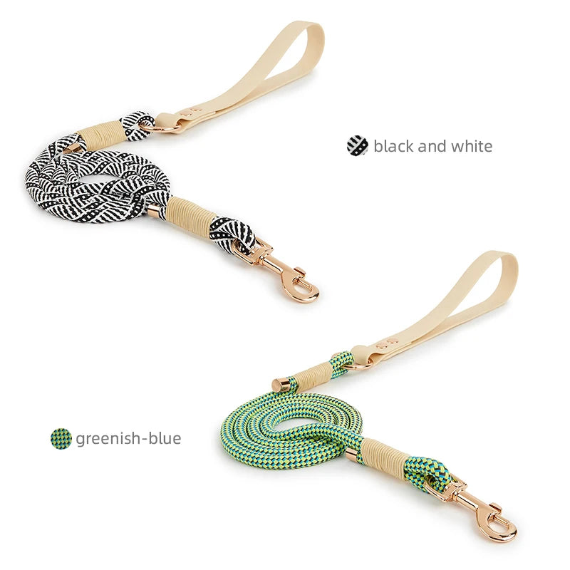Big And Small Dog Leashes Solid Fashion Nylon Rope Durable PVC Walking Dogs And Cats Pet Collar Lead Rope New Style 2024