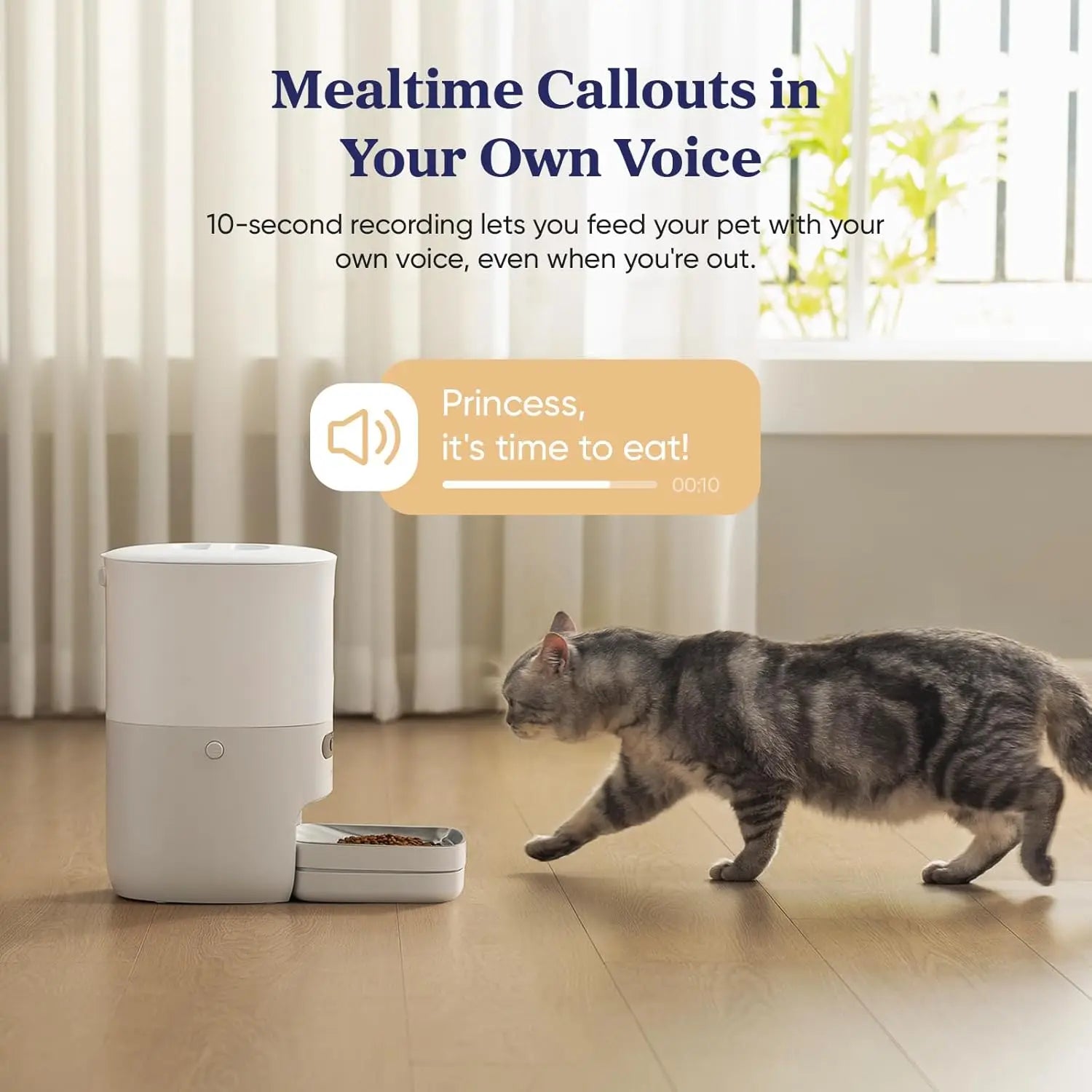 WiFi Smart Automatic Cat Feeder with App Control, 3.6L Timed Dispenser for Cats and Dogs, Up to 10 Meals Daily