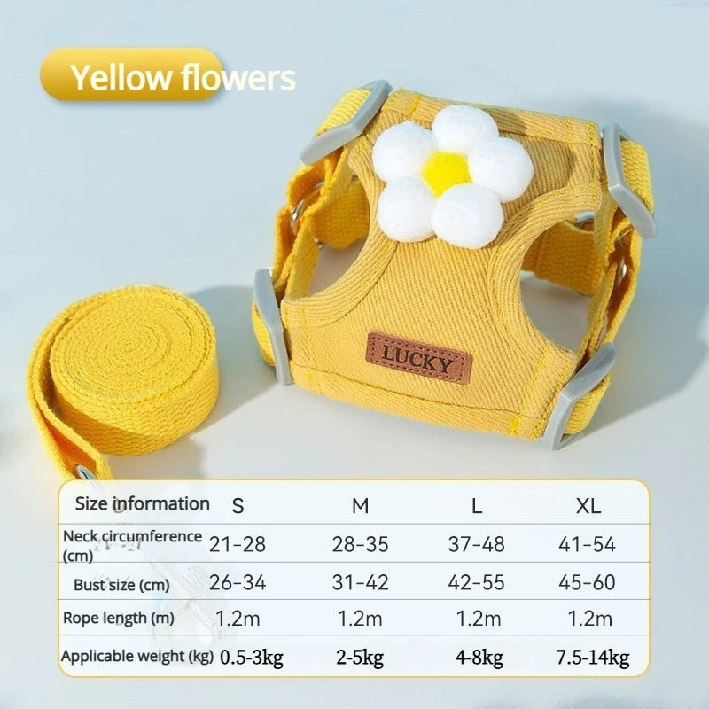 Dog Harness Leash Set Cartoon 3D Accessories Escape-Proof Chest Strap Puppy Cat Harness Pet Vest for Teddy Dogs Outdoor Walking