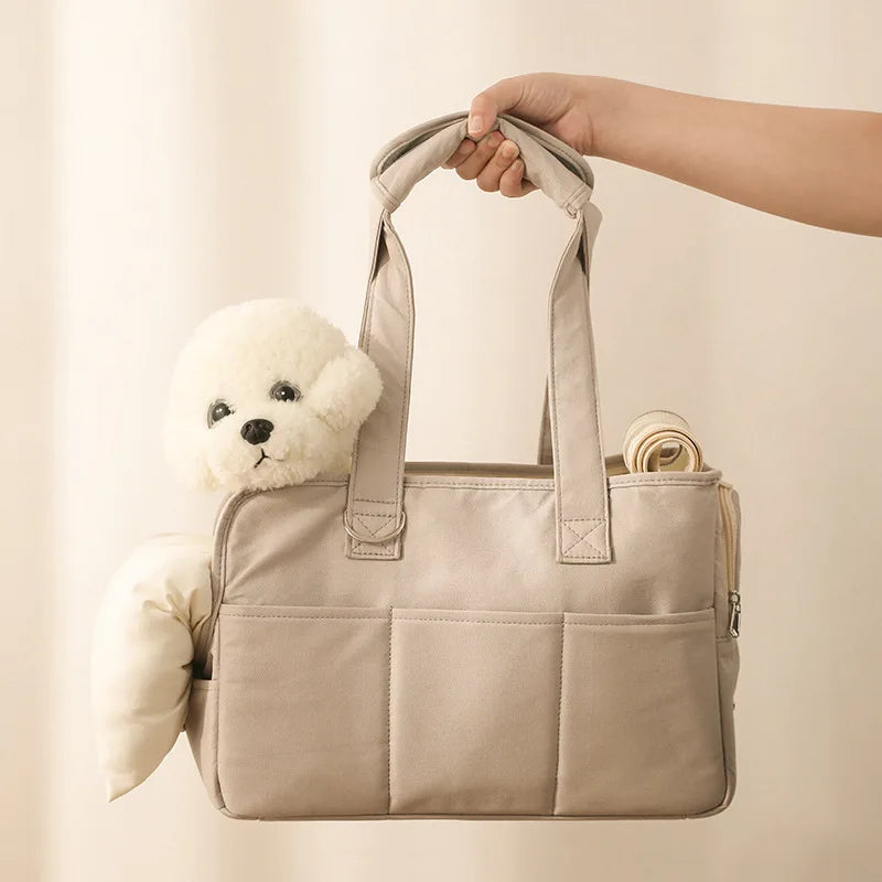 Korean Style Pet Carrier Bag, Portable Cat & Dog Shoulder Bag, Foldable Travel Puppy Tote with Breathable Mesh For Small Animals