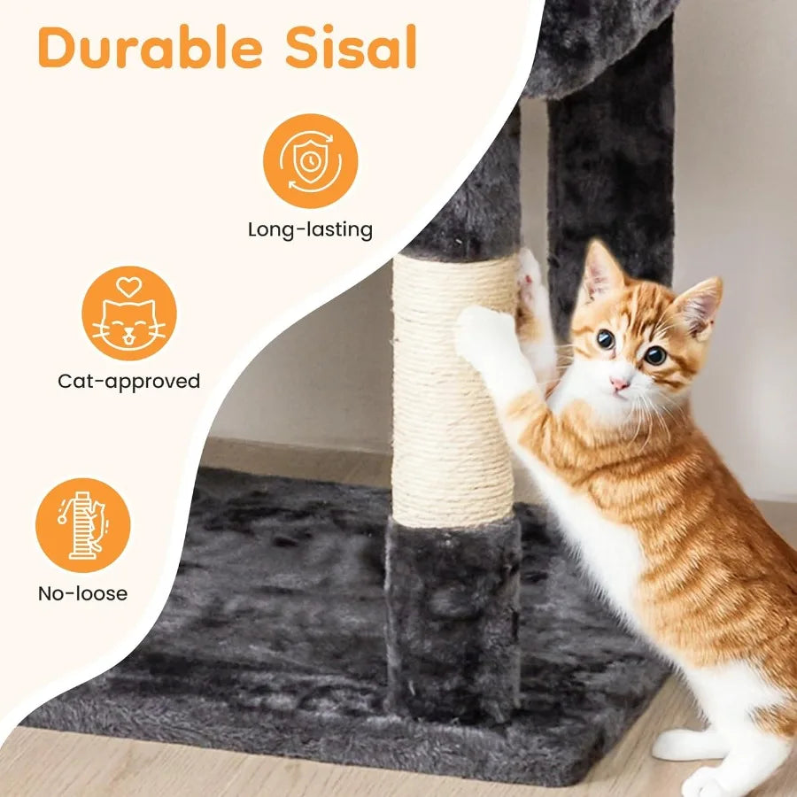 73 Multi-Level Cat Tree Tower with Scratching Posts Condos Perches Hammocks and Toys Designed for Large Cats and Multi-Cat Hous