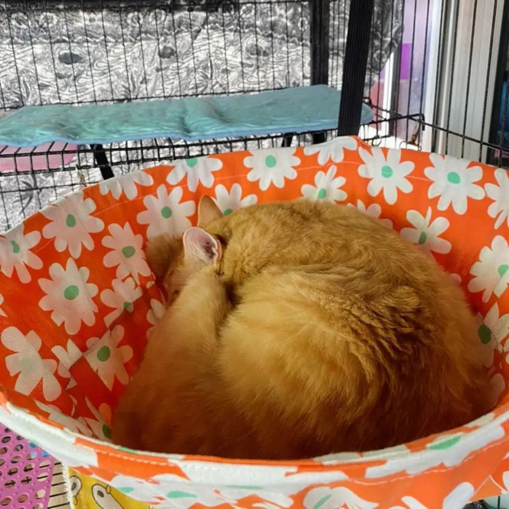Chew-Proof Fabric All-Season Cat Hammock Adjustable Straps Winter Velvet Cage-Mounted Hanging Bed Wear-Resistant Material