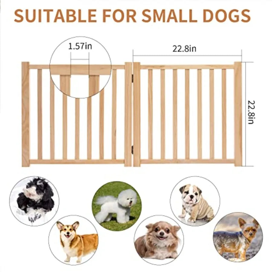 YOCAN Paint-Free Wood FreeStanding Pet Gate for DogsWooden Dog Gates for Doorways Stairs The House Dog Fences Indoor Puppy Gate