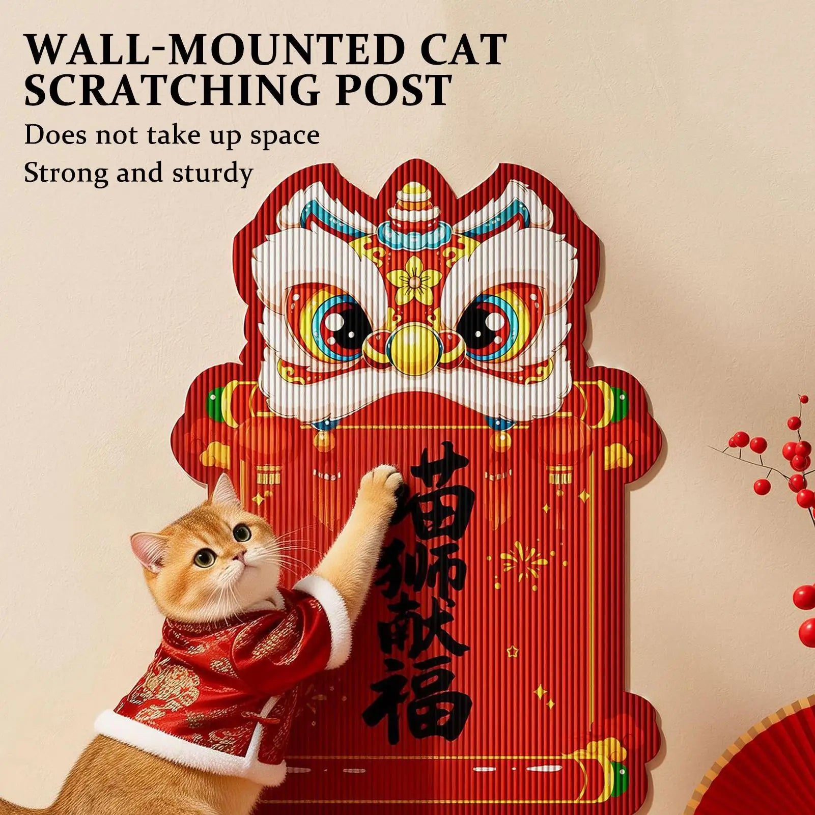 Cat Scratcher Chinese New Year Wall-Mounted Pet Supplies Cat Scratch Pads For Door Sofa Indoor Grinding Claw Playing Boredom