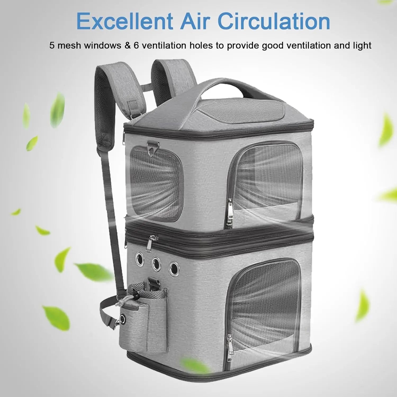 Detachable Double Pet Carrier Backpack for Cats and Small Dogs, Perfect for Traveling Hiking Camping, Grey