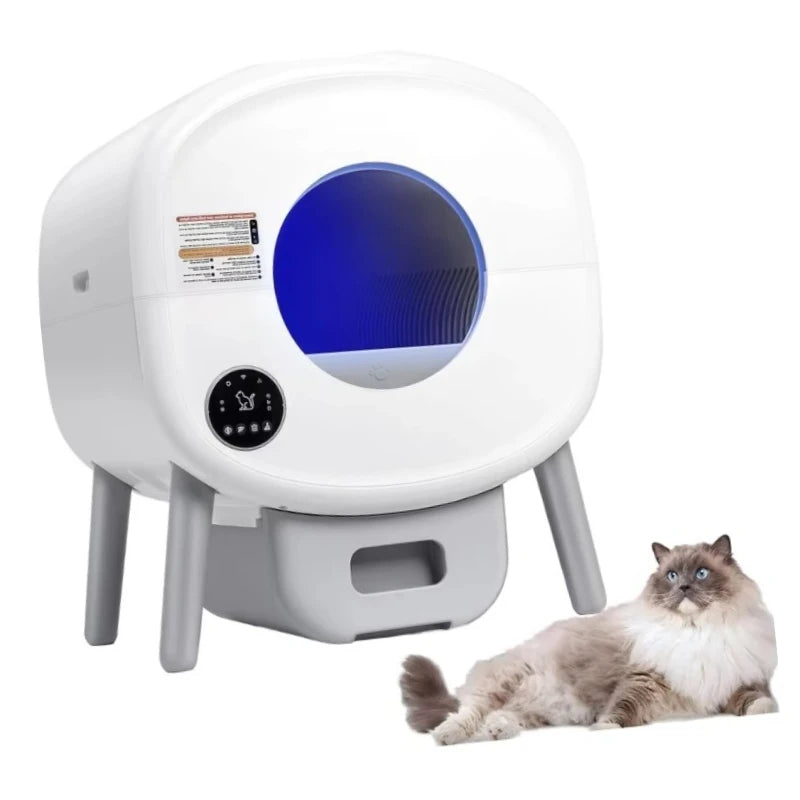 Extra Large Automatic Cat Litter Box, Durable Plastic Self-Cleaning Cat Toilet With Smart Odor Control, Low Noise Waste Disposal