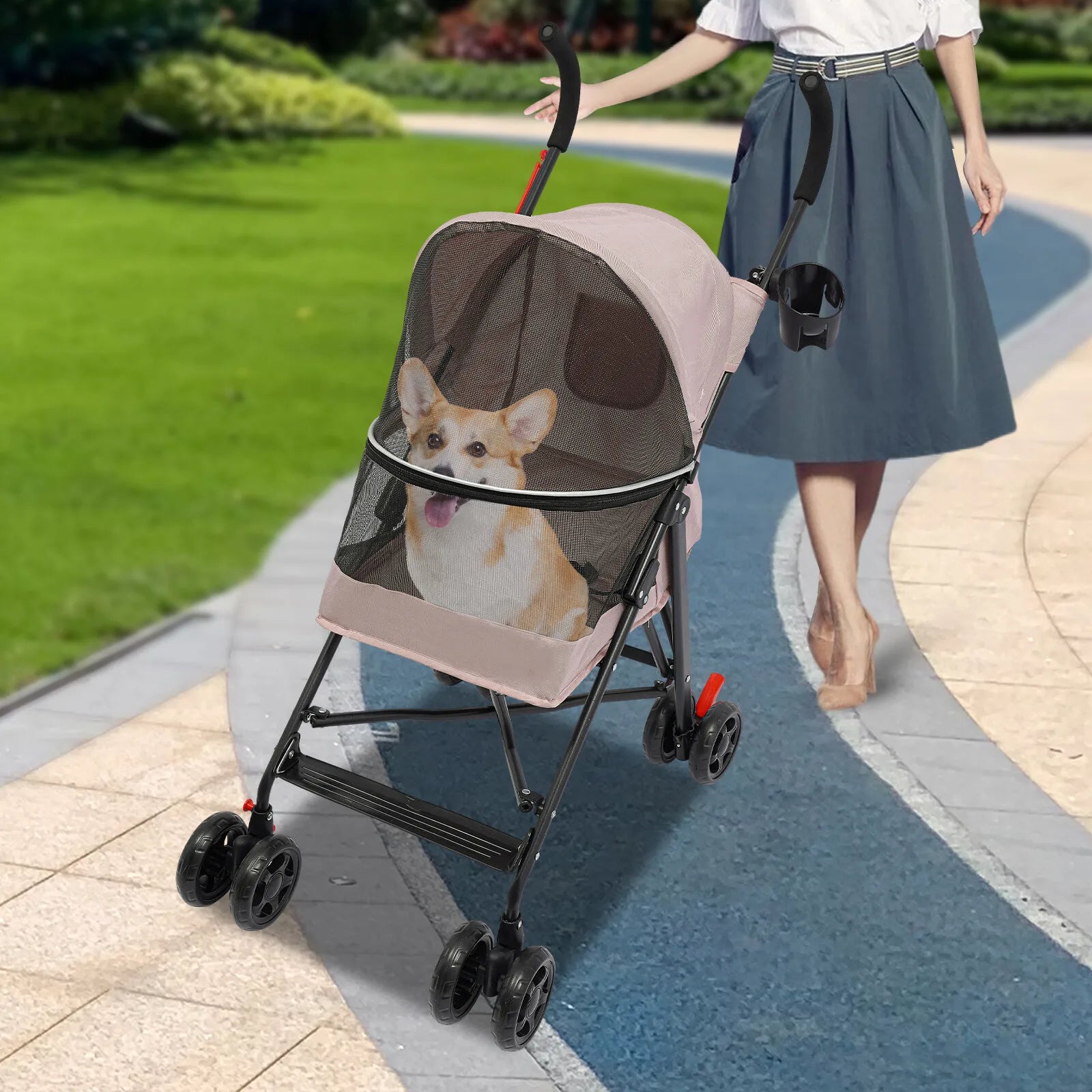 Foldable Lightweight Durable Pet Stroller For Small To Medium Pets Dogs And Cats Travel